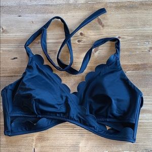 Black bikini wrap top vanilla/beach Large